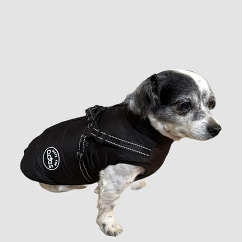 MATE FOR DOGS® Hundejacke Laika Winterweste Jacken Hundemantel Hundepullover Haustier Weste mit Brustgeschirr Gurt gefüttert (Schwarz, 4XL) von MATE FOR DOGS