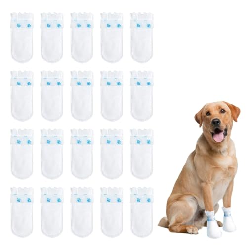 Einweg-Hundeschuhe für verletzte Pfoten, Einweg-Hundesocken, wasserdichte Pfotenschutz mit rutschfester Sohle, nach Operationen und Wundpflege, Haustierfußabdeckungen für kleine bis mittelgroße Hunde von MATSOONY