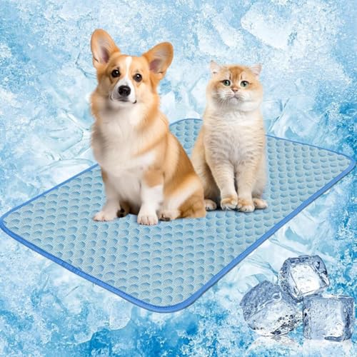 Kühlmatte für den Sommer, Kühlmatte für Hunde, Kühldecke Katze, Selbstkühlende Pet Ice Pad für Haustiere, Abriebfest, Bissfest & Atmungsaktiv, Perfekt für Hundebett, Katzenkorb Unterwegs (L) von MATSOONY