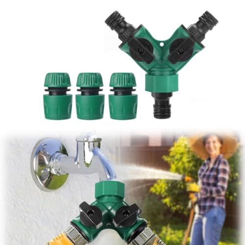 MATSOONY 2 Wege Schlauch Rohr Verteiler, Gartenschlauch Wasserverteiler mit Y förmigem Anschluss, Gartenschlauch Verteiler Wasserleitungsanschlüssen für Bewässerungssysteme, Robustes Metallgehäuse von MATSOONY