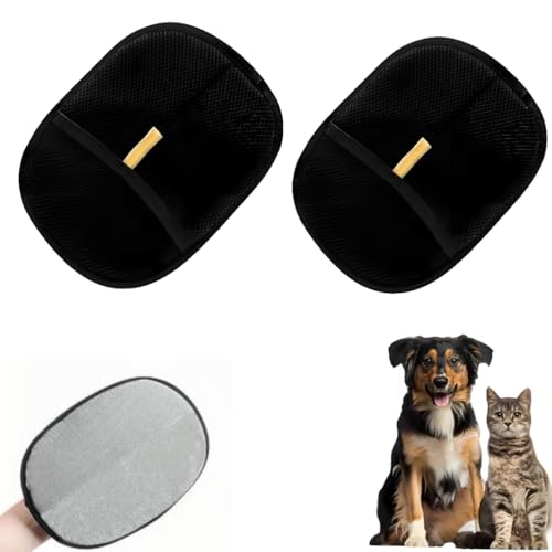 Paw Moon Fur Magnet, Fur Gloves für Katzen Hunde, Weiches Effektives Fellpflege Handschuh, Entfernt Lose Haare Massiert die Haut, Für Glattes & Gesundes Fell, Fingerlos Design (Schwarz) (2 Stücke) von MATSOONY