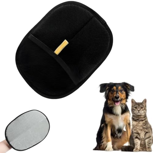 Paw Moon Fur Magnet, Fur Gloves für Katzen & Hunde, Weiches & Effektives Fellpflege-Handschuh, Entfernt Lose Haare & Massiert die Haut, Für Glattes & Gesundes Fell, Fingerlos Design (Schwarz) von MATSOONY