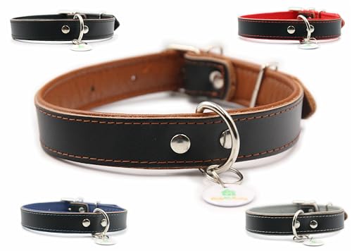 Matteo Leather Halsband Hund – Hundehalsband Kleine Hunde Komfortabler Sitz für kleine Hunde, Halsband mit QR Tag, verstellbar 41–57 cm Hundehalsband Große Schwarz & Grau mit 30mm Breite. Matteo Leather Halsband Hund – Hundehalsband Kleine Hunde Komfortabler Sitz für kleine Hunde, Halsband mit QR Tag, verstellbar 41–57 cm Hundehalsband Große Schwarz & Grau mit 30mm Breite. von MATTEO