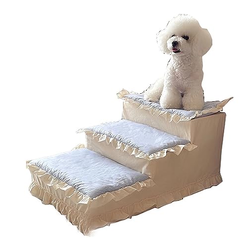 Haustiertreppe, 3 Stufen, Hundetreppe Mit Abnehmbarer Abdeckung, Stufen for Hunde Und Katzen, Leicht Zu Reinigende Haustiertreppe for Kleine Hunde (Color : Gelb, S : 65 * 40 * 30cm) von MAVIFE