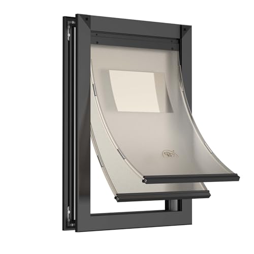 MAVRICPOWER Große Hundetür aus Aluminium mit 2 magnetischen Klappen, Hundetür mit 2 Schiebetüren, Verstellbarer Tunnel, Haustiertür für mittelgroße Hunde von MAVRICPOWER