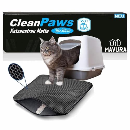 CleanPaws Katzenklo Vorleger Matte Katzenmatte, Katzenstreu Sammler Unterlage wasserdicht 30x30cm von MAVURA
