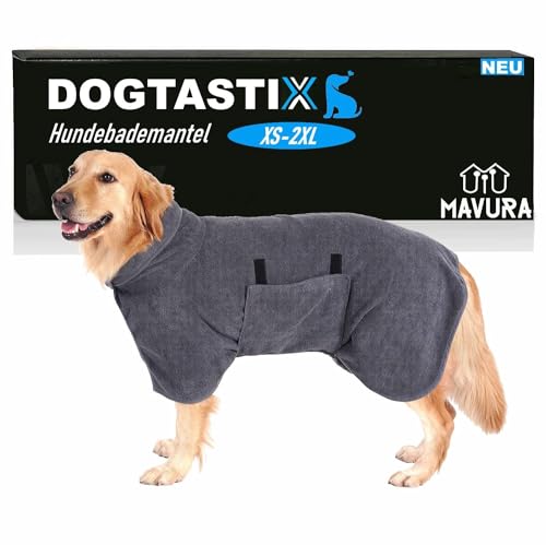 DOGTASTIX Hunde Bademantel schnelltrocknend kleine & große Rassen, Mikrofaser - saugstark & maschinenwaschbar - verstellbar von MAVURA