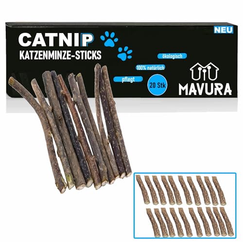 MAVURA Catnip Matatabi Kauhölzer 20 Sticks Katzen Holz Katzenminze, Dental Care Zähne Katzensticks von MAVURA