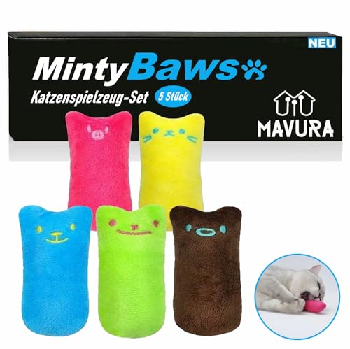 MAVURA MintyBaws Katzenminze Kissen Set Katzenspielzeug, (Katzenminze-Kissen Katzen Interaktiv), Spielzeug Beschäftigung Minze [5er Set] von MAVURA