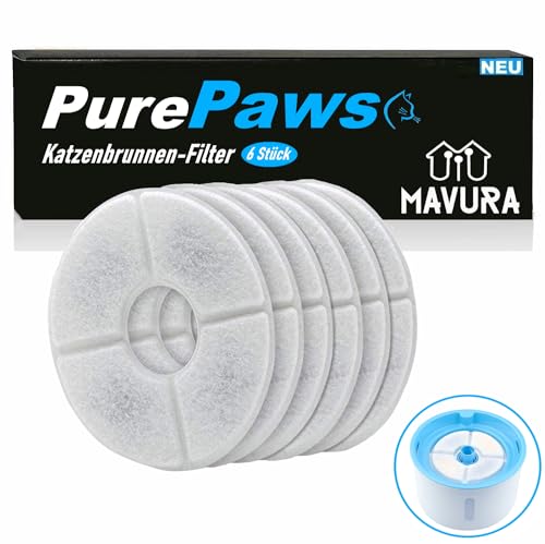 PurePaws Ersatzfilter Filter Set für Haustier Trinkbrunnen, Wasserspender Katzenbrunnen Katzen Hunde [6er] von MAVURA