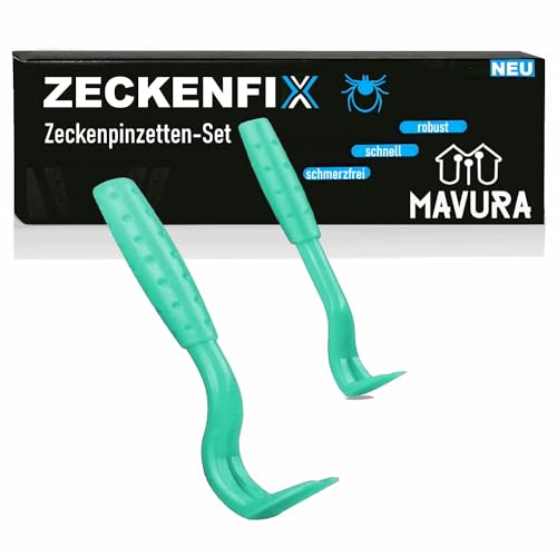 ZECKENFIX Zeckenzange Hunde Katze Zecken Zange Metall Zeckenpinzette, Zeckenhaken Zeckenentferner Greifer Entferner Pinzette Haken [2er Set] von MAVURA