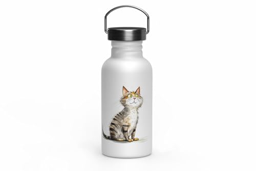 MAXIKIWI - Einwandige Edelstahl-Trinkflasche mit Schraubverschluss und Griff, nicht isoliert, leicht, BPA-frei, auslaufsicher, lustige Katzenrassen, 500 ml MAXIKIWI - Einwandige Edelstahl-Trinkflasche mit Schraubverschluss und Griff, nicht isoliert, leicht, BPA-frei, auslaufsicher, lustige Katzenrassen, 500 ml von MAXIKIWI