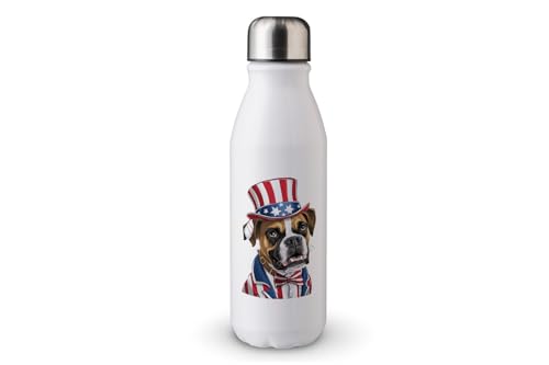 MAXIKIWI - Einwandige Wasserflasche mit Schraubverschluss, nicht isoliert, leicht, Aluminium, BPA-frei, auslaufsicher - Dog USA 224 Trending 12221843-500ml von MAXIKIWI
