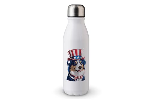 MAXIKIWI - Einwandige Wasserflasche mit Schraubverschluss, nicht isoliert, leicht, Aluminium, BPA-frei, auslaufsicher - Dog USA 224 Trending 12221843-500ml von MAXIKIWI