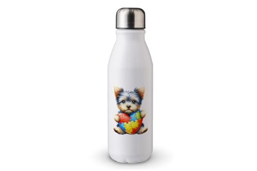 MAXIKIWI - Einwandige Wasserflasche mit Schraubverschluss, nicht isoliert, leichtes Aluminium, BPA-frei, auslaufsicher, Hund mit Autismus-Puzzle-Herz, 500 ml MAXIKIWI - Einwandige Wasserflasche mit Schraubverschluss, nicht isoliert, leichtes Aluminium, BPA-frei, auslaufsicher, Hund mit Autismus-Puzzle-Herz, 500 ml von MAXIKIWI