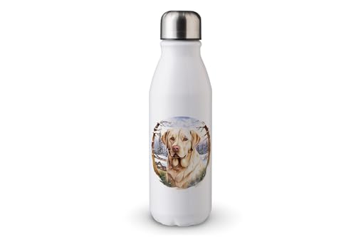 MAXIKIWI - Einwandige Wasserflasche mit Schraubverschluss, nicht isoliert, leichtes Aluminium, BPA-frei, auslaufsicher, Hunde-Weihnachtsschmuck, Subllimations-Grafik, 500 ml von MAXIKIWI