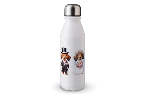 MAXIKIWI - Einwandige Wasserflasche mit Schraubverschluss, nicht isoliert, leichtes Aluminium, BPA-frei, auslaufsicher, Hundebräutigam, 500 ml von MAXIKIWI
