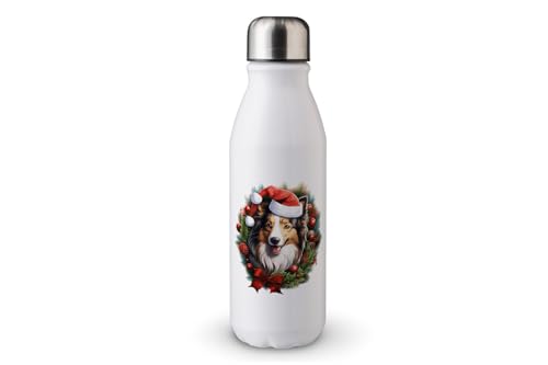 MAXIKIWI - Einwandige Wasserflasche mit Schraubverschluss, nicht isoliert, leichtes Aluminium, BPA-frei, auslaufsicher, Motiv: Weihnachtskranz, 2-500 ml von MAXIKIWI