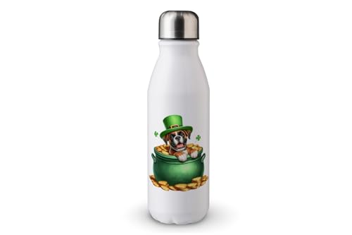 MAXIKIWI - Einwandige Wasserflasche mit Schraubverschluss, nicht isoliert, leichtes Aluminium, BPA-frei, auslaufsicher, St. Patricks Day Dog mit - 500 ml von MAXIKIWI