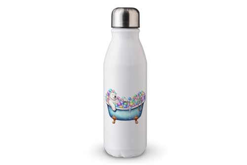 MAXIKIWI - Einwandige Wasserflasche mit Schraubverschluss, nicht isoliert, leichtes Aluminium, BPA-frei, auslaufsicher, Tier in der Badewanne, 500 ml von MAXIKIWI
