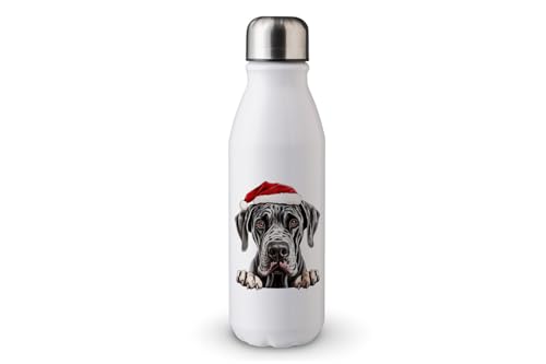 MAXIKIWI - Einwandige Wasserflasche mit Schraubverschluss, nicht isoliert, leichtes Aluminium, BPA-frei, auslaufsicher, weihnachtliche spuckende Hunde, 500 ml von MAXIKIWI