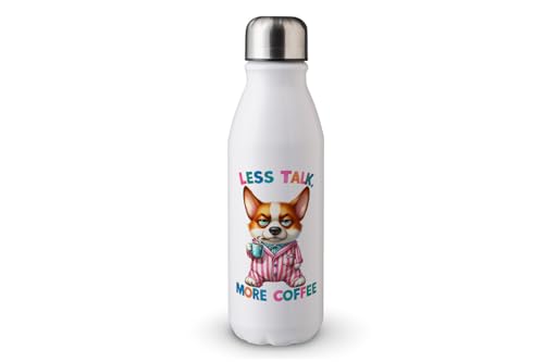 MAXIKIWI - Einwandige Wasserflasche mit Schraubverschluss, nicht isoliert, leichtes Aluminium, BPA-frei, auslaufsicher, weniger Gespräche, mehr Kaffeehunde, 500 ml von MAXIKIWI