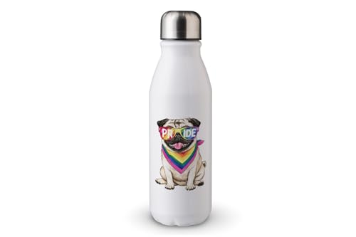 MAXIKIWI - Einwandige Wasserflasche mit Schraubverschluss, nicht isoliert, leichtes Aluminium, BPA-frei, auslaufsicher - Pride Month Dogs - 500 ml von MAXIKIWI