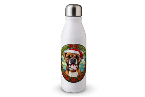 MAXIKIWI - Einwandige Wassertrinkflasche mit Schraubverschluss, nicht isoliert, leichtes Aluminium, BPA-frei, auslaufsicher, weihnachtlicher Hund, Buntglas, 500 ml MAXIKIWI - Einwandige Wassertrinkflasche mit Schraubverschluss, nicht isoliert, leichtes Aluminium, BPA-frei, auslaufsicher, weihnachtlicher Hund, Buntglas, 500 ml von MAXIKIWI