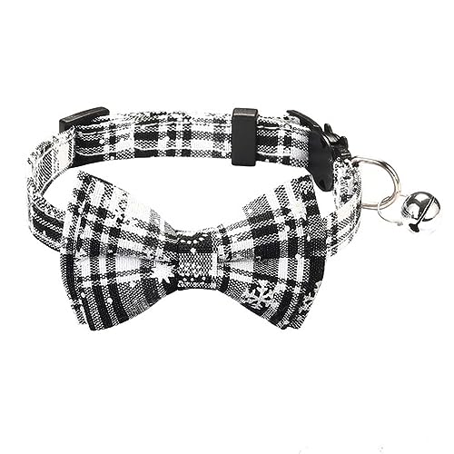Hundehalsband, Katzenhalsband, Haustier-Breakaway-Katzenhalsband mit Fliege und Glöckchen, niedliches kariertes weihnachtliches rotes elastisches, verstellbares Hundehalsband mit Schärpe, kleine Glöck Hundehalsband, Katzenhalsband, Haustier-Breakaway-Katzenhalsband mit Fliege und Glöckchen, niedliches kariertes weihnachtliches rotes elastisches, verstellbares Hundehalsband mit Schärpe, kleine Glöck von MAYABI