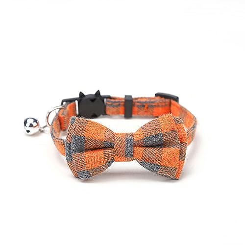 Hundehalsband, Katzenhalsband, Haustier-Breakaway-Katzenhalsband mit Fliege und Glöckchen, niedliches kariertes weihnachtliches rotes elastisches, verstellbares Hundehalsband mit Schärpe, kleine Glöck Hundehalsband, Katzenhalsband, Haustier-Breakaway-Katzenhalsband mit Fliege und Glöckchen, niedliches kariertes weihnachtliches rotes elastisches, verstellbares Hundehalsband mit Schärpe, kleine Glöck von MAYABI