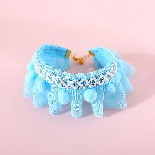 Hundehalsband, Katzenhalsband, Haustier-Kätzchen-Halsketten-Zubehör, niedliches Spitzen-Prinzessin-Katzenhalsband, verstellbare Fliege for Welpen, Chihuahua, Yorkie, mit Kugeln ( Color : Blu , Size : Hundehalsband, Katzenhalsband, Haustier-Kätzchen-Halsketten-Zubehör, niedliches Spitzen-Prinzessin-Katzenhalsband, verstellbare Fliege for Welpen, Chihuahua, Yorkie, mit Kugeln ( Color : Blu , Size : von MAYABI