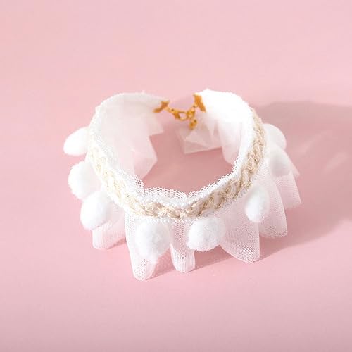 Hundehalsband, Katzenhalsband, Haustier-Kätzchen-Halsketten-Zubehör, niedliches Spitzen-Prinzessin-Katzenhalsband, verstellbare Fliege for Welpen, Chihuahua, Yorkie, mit Kugeln ( Color : White , Size Hundehalsband, Katzenhalsband, Haustier-Kätzchen-Halsketten-Zubehör, niedliches Spitzen-Prinzessin-Katzenhalsband, verstellbare Fliege for Welpen, Chihuahua, Yorkie, mit Kugeln ( Color : White , Size von MAYABI