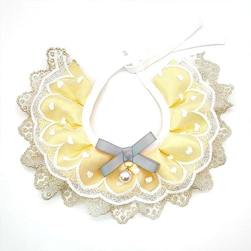 Hundehalsband, Katzenhalsband, Katzenhalsband, Hundehalsband, Halsband, Schal, Haustier, Kätzchen, Spitze, instabile Blume, Katzenhalskette, Foto, Halsband, Schal (Color : Giallo, Size : Medium) von MAYABI