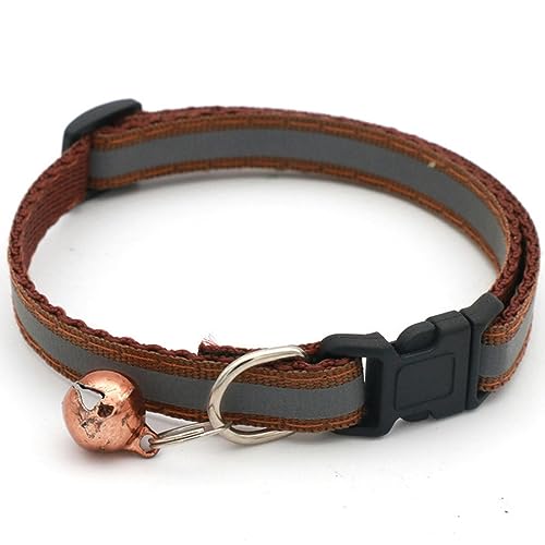 Hundehalsband, Katzenhalsband, verstellbares reflektierendes Hunde-Kätzchen-Katzenhalsband mit Glöckchen, Polyester-Schnalle, Halsbänder for kleine Hunde, Kätzchen-Zubehör ( Color : Coffee , Size : 1 Hundehalsband, Katzenhalsband, verstellbares reflektierendes Hunde-Kätzchen-Katzenhalsband mit Glöckchen, Polyester-Schnalle, Halsbänder for kleine Hunde, Kätzchen-Zubehör ( Color : Coffee , Size : 1 von MAYABI