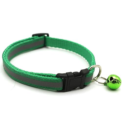 Hundehalsband, Katzenhalsband, verstellbares reflektierendes Hunde-Kätzchen-Katzenhalsband mit Glöckchen, Polyester-Schnalle, Halsbänder for kleine Hunde, Kätzchen-Zubehör ( Color : Drak Green , Size Hundehalsband, Katzenhalsband, verstellbares reflektierendes Hunde-Kätzchen-Katzenhalsband mit Glöckchen, Polyester-Schnalle, Halsbänder for kleine Hunde, Kätzchen-Zubehör ( Color : Drak Green , Size von MAYABI