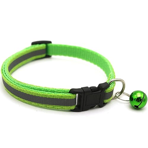 Hundehalsband, Katzenhalsband, verstellbares reflektierendes Hunde-Kätzchen-Katzenhalsband mit Glöckchen, Polyester-Schnalle, Halsbänder for kleine Hunde, Kätzchen-Zubehör ( Color : Light Green , Size Hundehalsband, Katzenhalsband, verstellbares reflektierendes Hunde-Kätzchen-Katzenhalsband mit Glöckchen, Polyester-Schnalle, Halsbänder for kleine Hunde, Kätzchen-Zubehör ( Color : Light Green , Size von MAYABI