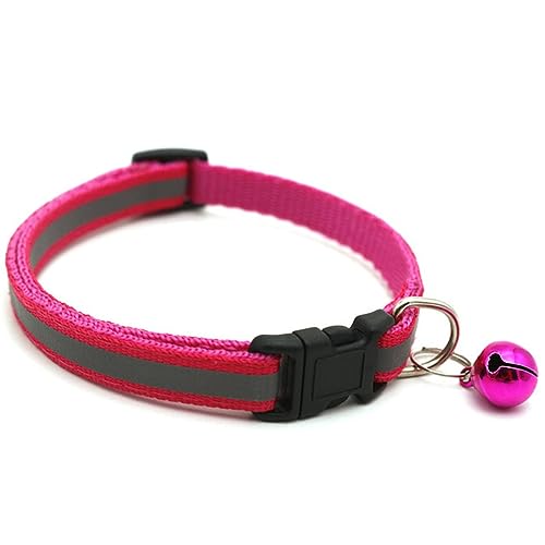 Hundehalsband, Katzenhalsband, verstellbares reflektierendes Hunde-Kätzchen-Katzenhalsband mit Glöckchen, Polyester-Schnalle, Halsbänder for kleine Hunde, Kätzchen-Zubehör ( Color : Rose Red , Size : Hundehalsband, Katzenhalsband, verstellbares reflektierendes Hunde-Kätzchen-Katzenhalsband mit Glöckchen, Polyester-Schnalle, Halsbänder for kleine Hunde, Kätzchen-Zubehör ( Color : Rose Red , Size : von MAYABI