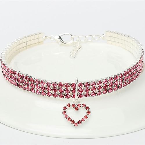 MAYABI Hundehalsband, Katzenhalsband, Katzenhalsband, mehrfarbige Kristall-Halskette, Imitationsperle, Strass-Anhänger, Perlenkette, Hundehalsband, Katze, Hundehalsband (Color : Roze, Size : Small) von MAYABI
