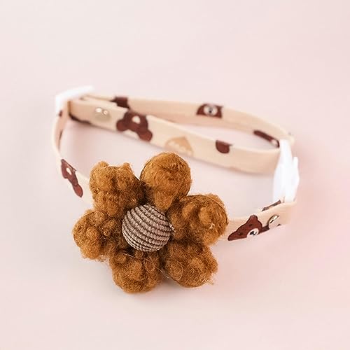 MAYABI Hundehalsband, Katzenhalsband, verstellbare Haustier-Kätzchen-Halskette, Baumwolle, Katzen-Hundehalsband, Bär/Blumenschleife, süßes Welpen-Fotohalsband (Color : 4, Size : 1832cm) von MAYABI