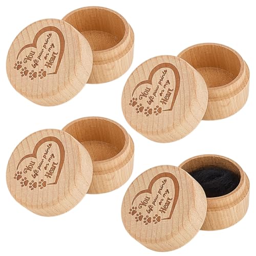 MAYJOYDIY 4 Stück Andenkenbox Für Tierhaare 5.1cm Runde Gedenkbox Aus Holz Mit Tierpfoten Gravur Herzmuster Tier Gedenkgeschenkbehälter Zur Aufbewahrung von Katzen Und Hundehaaren Zähne Nägel MAYJOYDIY 4 Stück Andenkenbox Für Tierhaare 5.1cm Runde Gedenkbox Aus Holz Mit Tierpfoten Gravur Herzmuster Tier Gedenkgeschenkbehälter Zur Aufbewahrung von Katzen Und Hundehaaren Zähne Nägel von MAYJOYDIY