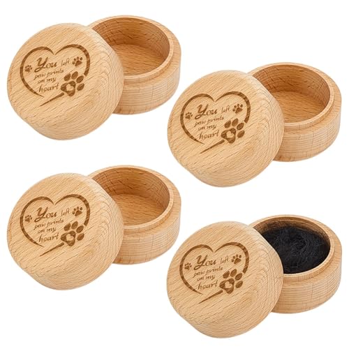 MAYJOYDIY 4 Stück Andenkenbox Für Tierhaare 5.3cm Runde Gedenkbox Aus Holz Mit Tierpfoten Gravur Herzmuster Tier Gedenkgeschenkbehälter Zur Aufbewahrung von Katzen Und Hundehaaren Zähne Nägel MAYJOYDIY 4 Stück Andenkenbox Für Tierhaare 5.3cm Runde Gedenkbox Aus Holz Mit Tierpfoten Gravur Herzmuster Tier Gedenkgeschenkbehälter Zur Aufbewahrung von Katzen Und Hundehaaren Zähne Nägel von MAYJOYDIY