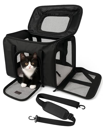 MAYKUN Top erweiterbare Katzentragetasche – Fluggesellschaften zugelassene kleine und mittelgroße Haustier-Reisetasche mit weichem, waschbarem Bett – Netzseiten, Öffnungen oben und vorne MAYKUN Top erweiterbare Katzentragetasche – Fluggesellschaften zugelassene kleine und mittelgroße Haustier-Reisetasche mit weichem, waschbarem Bett – Netzseiten, Öffnungen oben und vorne von MAYKUN