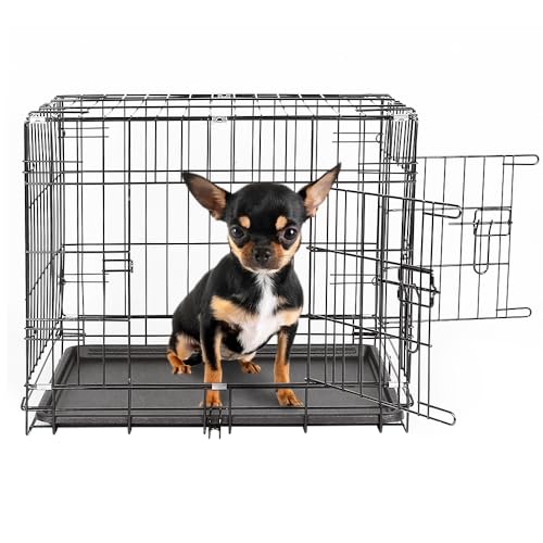 Käfig für Hunde, 36 Zoll, faltbar, mit 2 Türen und Tablett, Transportbox für Haustiere, Transportbox für Hunde, für kleine bis große Hunde von MAYMA