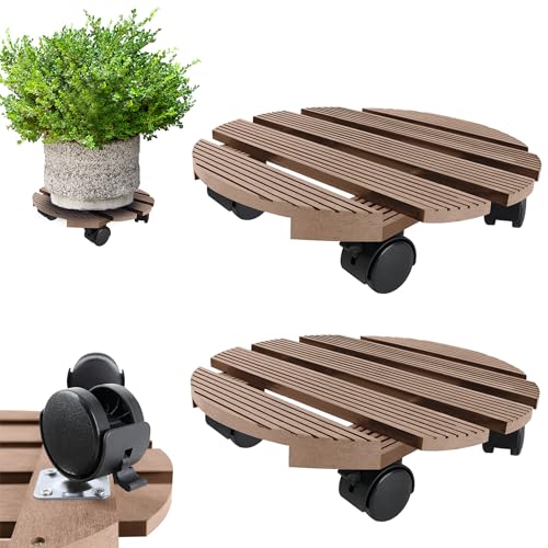 MAYTIIMO 2X WPC Pflanzenroller Rund Ø 30 cm 100 kg Tragkraft, Blumenroller mit Rollen Untersetzer Blumentopf Rollbrett Pflanzen Kübelroller für Außen- und Innenbereich, Braun MAYTIIMO 2X WPC Pflanzenroller Rund Ø 30 cm 100 kg Tragkraft, Blumenroller mit Rollen Untersetzer Blumentopf Rollbrett Pflanzen Kübelroller für Außen- und Innenbereich, Braun von MAYTIIMO