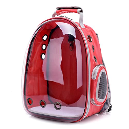 MAZLJ Hundetragetasche für kleine Hunde, 10 kg, Rucksack, Katzen-Haustiertasche mit Fenster, transparent, für Reisen, einfach zu transportieren, wenn Sie ausgehen, geeignet Rot, 32 x 29 x 42 cm von MAZLJ