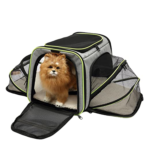 MAZLJ Hundetragetasche für kleine Hunde, Rucksack, Tragetasche, Katzenrucksack, Haustier-Tragetasche mit Fenster, tragbar, wenn Sie ausgehen, faltbar, eine Schulter, , grau, 1,45 x 30 x 30 cm von MAZLJ