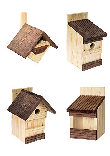 MAZUR International 4 anders Nistkasten Natur für Blaumeisen & kleine Meisenarten aus Holz -wetterfest, Vogelhaus für Meisen, Nisthilfe mit 27 mm Einflugloch Vogelhaus Meisenkasten Nisthöhle … von Zewool