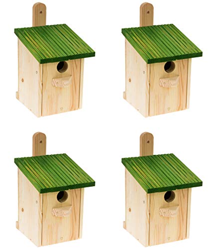 MAZUR International 4 x Nistkasten Natur für Blaumeisen & kleine Meisenarten aus Holz -wetterfest, Vogelhaus für Meisen, Nisthilfe mit 32 mm Einflugloch Vogelhaus Meisenkasten Nisthöhle … von MAZUR International