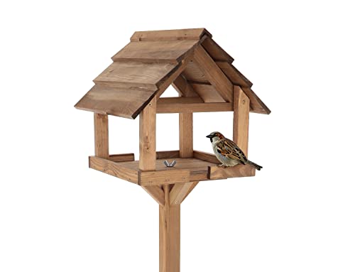 MAZUR International Vogelfutterhaus mit Ständer aus Holz wetterfest Vogelfutterhaus für Garten Balkon MAZUR International Vogelfutterhaus mit Ständer aus Holz wetterfest Vogelfutterhaus für Garten Balkon von MAZUR International