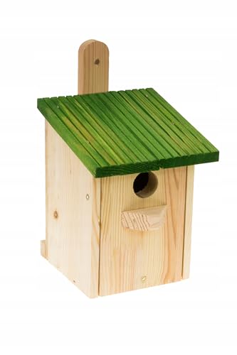 MAZUR Nisthäute, Vogelhaus aus Holz, 11x13x25cm Nistnest, Vogelfutterstation, Holz-Vogelhäuschen, Meise Häuschen, Rosenreich, Masue, Trauerfliege, Taube, Naturholz von MAZUR